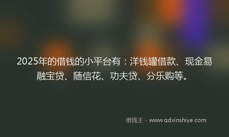 2025年的借钱的小平台有：洋钱罐借款、现金易融宝贷、随信花、功夫贷、分乐购等。