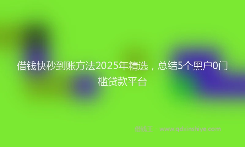 借钱快秒到账方法2025年精选，总结5个黑户0门槛贷款平台