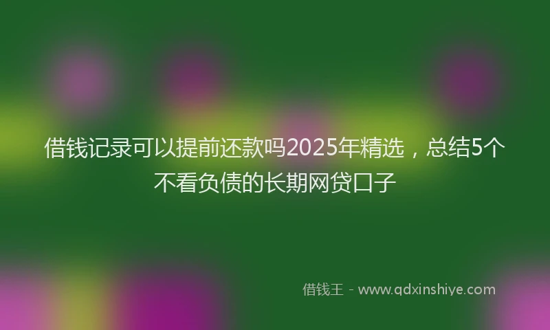 借钱记录可以提前还款吗2025年精选，总结5个不看负债的长期网贷口子