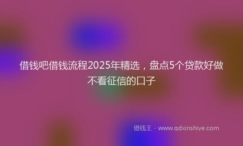 借钱吧借钱流程2025年精选，盘点5个贷款好做不看征信的口子