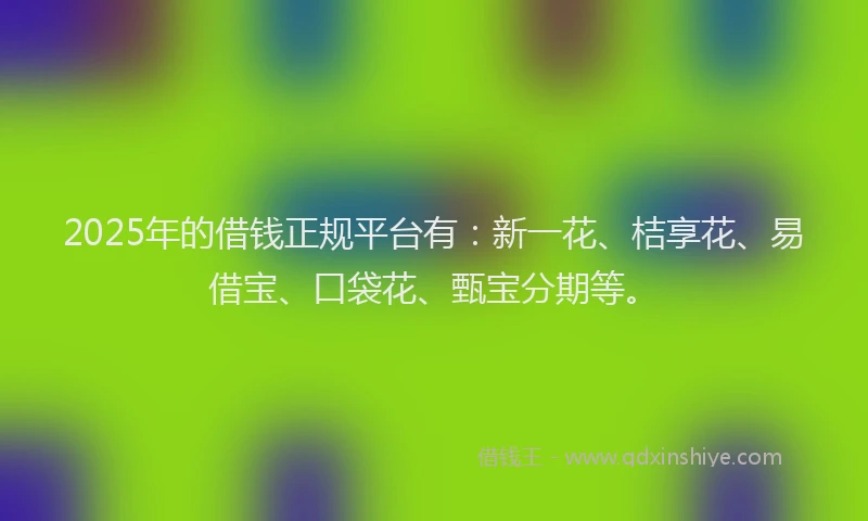 2025年的借钱正规平台有：新一花、桔享花、易借宝、口袋花、甄宝分期等。