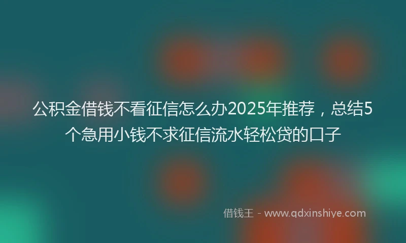 公积金借钱不看征信怎么办2025年推荐，总结5个急用小钱不求征信流水轻松贷的口子