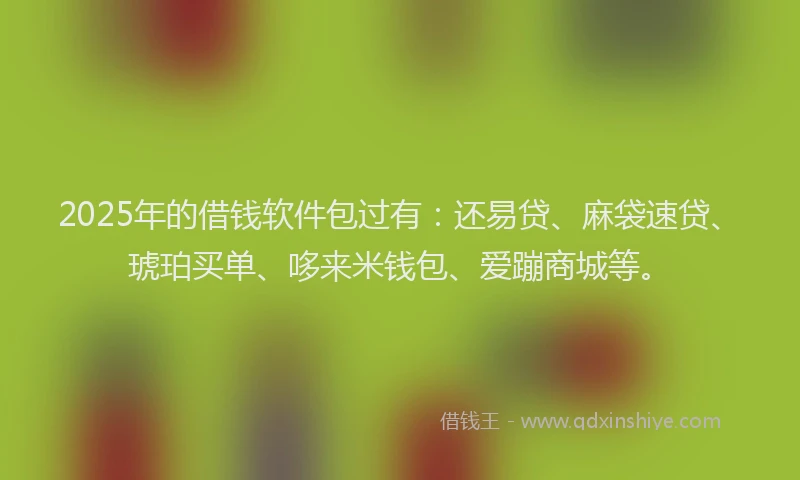 2025年的借钱软件包过有：还易贷、麻袋速贷、琥珀买单、哆来米钱包、爱蹦商城等。