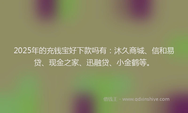 2025年的充钱宝好下款吗有：沐久商城、信和易贷、现金之家、迅融贷、小金鹤等。