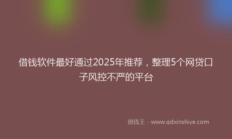 借钱软件最好通过2025年推荐，整理5个网贷口子风控不严的平台