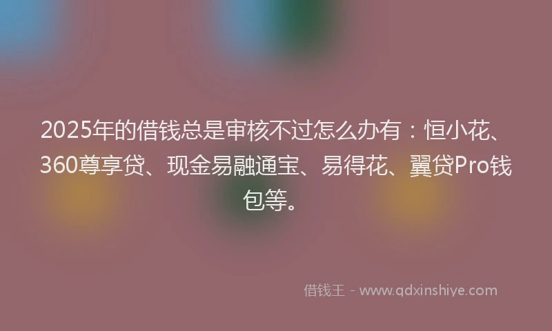 2025年的借钱总是审核不过怎么办有：恒小花、360尊享贷、现金易融通宝、易得花、翼贷Pro钱包等。