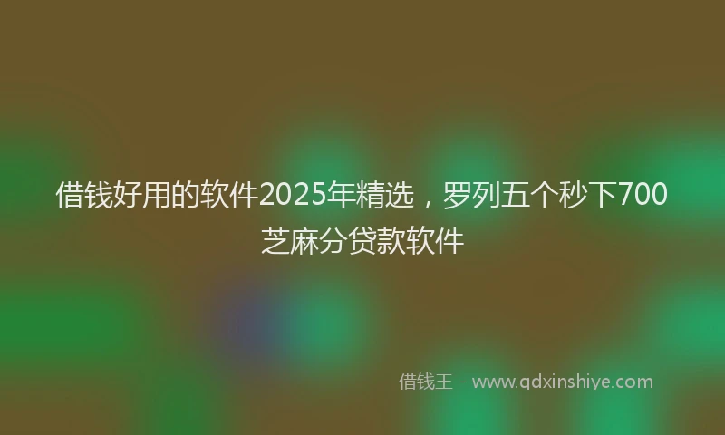 借钱好用的软件2025年精选，罗列五个秒下700芝麻分贷款软件