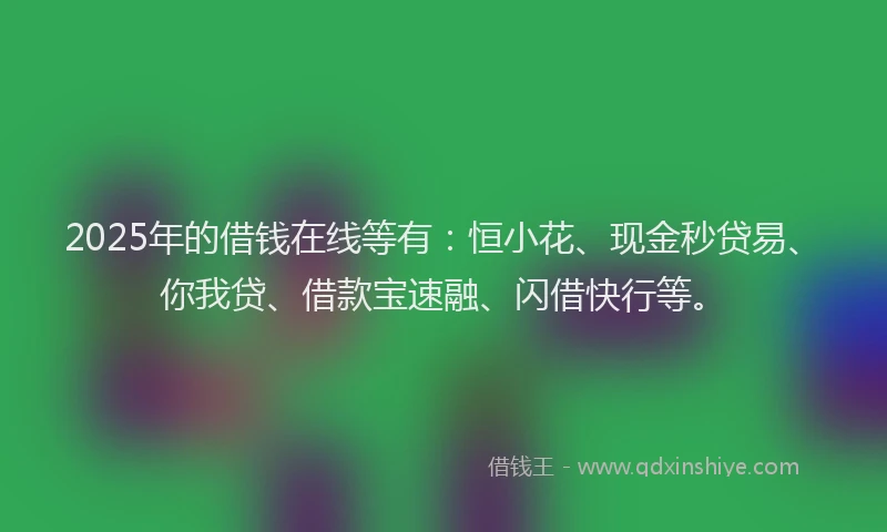 2025年的借钱在线等有：恒小花、现金秒贷易、你我贷、借款宝速融、闪借快行等。