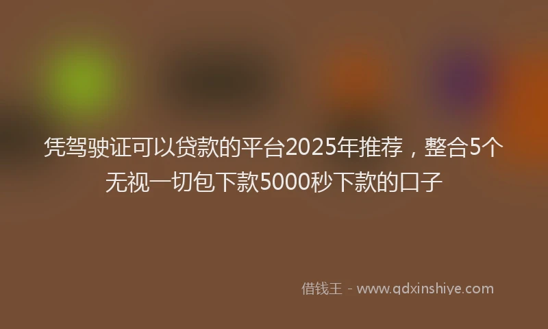 凭驾驶证可以贷款的平台2025年推荐，整合5个无视一切包下款5000秒下款的口子