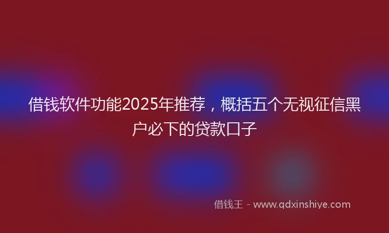 借钱软件功能2025年推荐，概括五个无视征信黑户必下的贷款口子