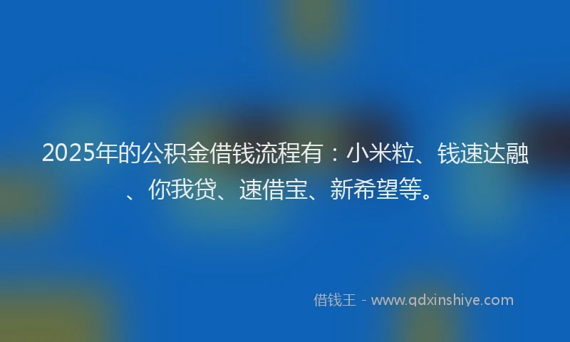 2025年的公积金借钱流程有：小米粒、钱速达融、你我贷、速借宝、新希望等。