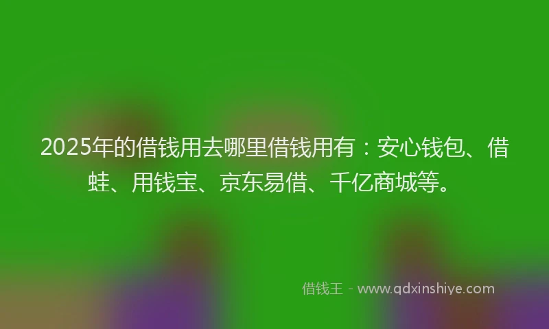 2025年的借钱用去哪里借钱用有：安心钱包、借蛙、用钱宝、京东易借、千亿商城等。