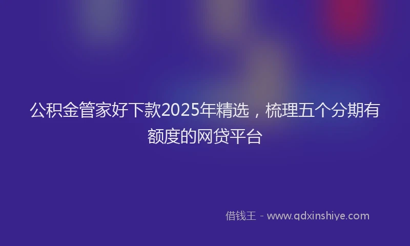 公积金管家好下款2025年精选，梳理五个分期有额度的网贷平台