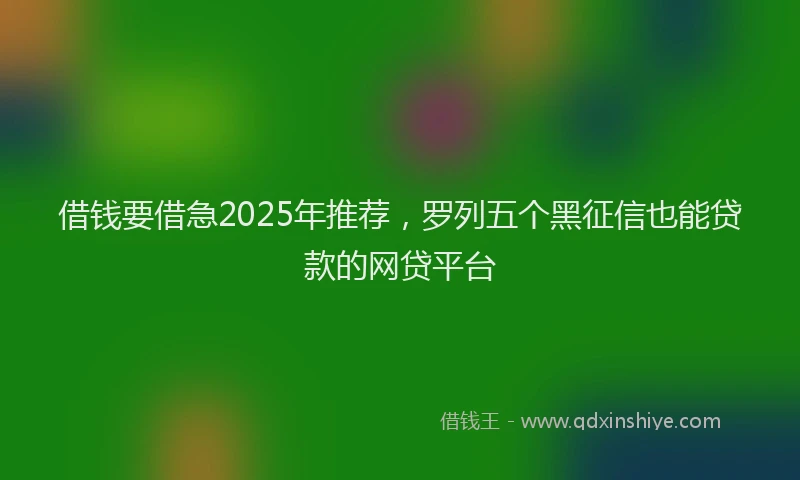 借钱要借急2025年推荐，罗列五个黑征信也能贷款的网贷平台