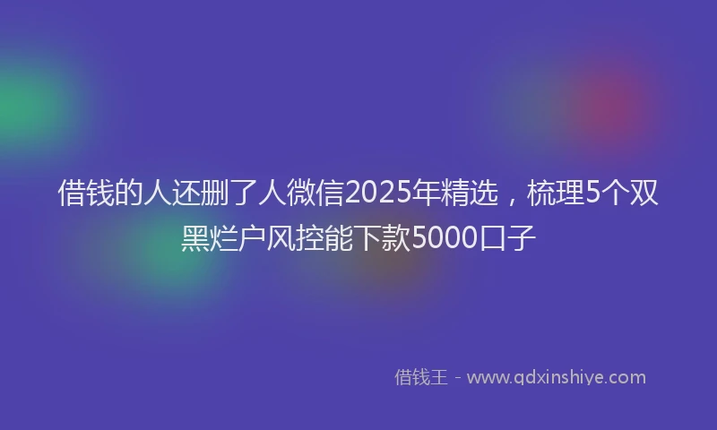 借钱的人还删了人微信2025年精选，梳理5个双黑烂户风控能下款5000口子