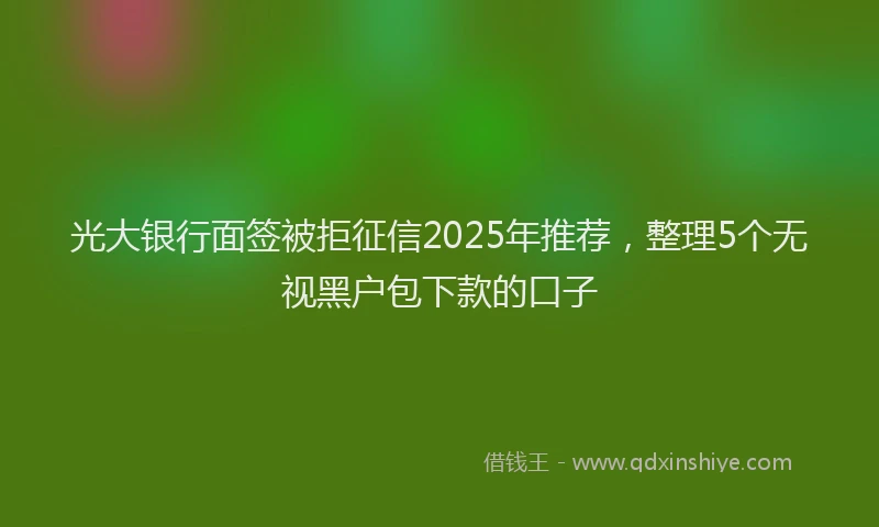 光大银行面签被拒征信2025年推荐，整理5个无视黑户包下款的口子