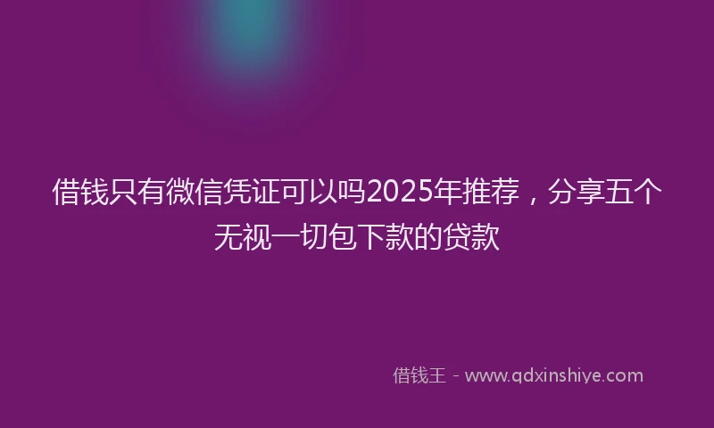 借钱只有微信凭证可以吗2025年推荐，分享五个无视一切包下款的贷款