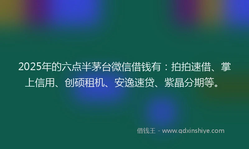 2025年的六点半茅台微信借钱有：拍拍速借、掌上信用、创硕租机、安逸速贷、紫晶分期等。