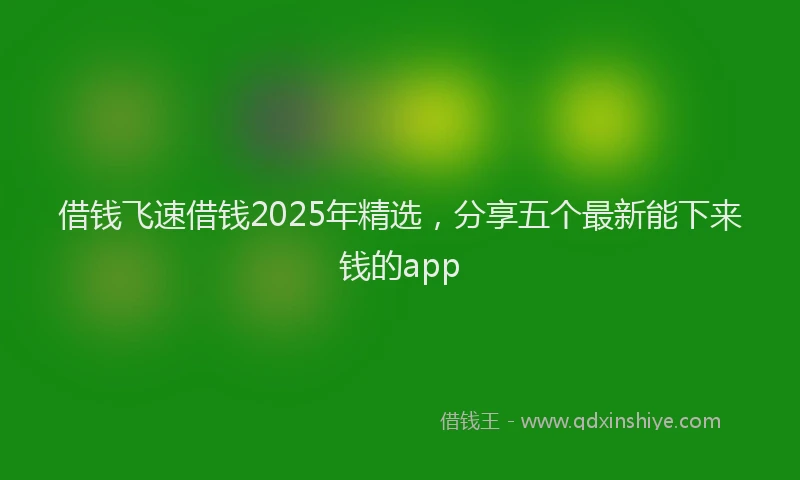 借钱飞速借钱2025年精选，分享五个最新能下来钱的app