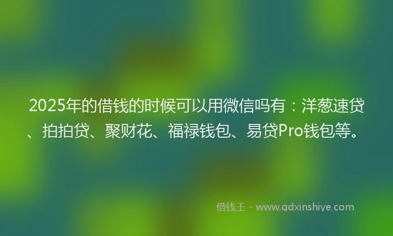 2025年的借钱的时候可以用微信吗有：洋葱速贷、拍拍贷、聚财花、福禄钱包、易贷Pro钱包等。