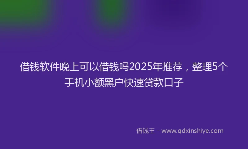 借钱软件晚上可以借钱吗2025年推荐，整理5个手机小额黑户快速贷款口子