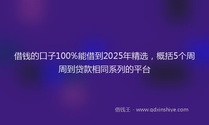 借钱的口子100%能借到2025年精选，概括5个周周到贷款相同系列的平台