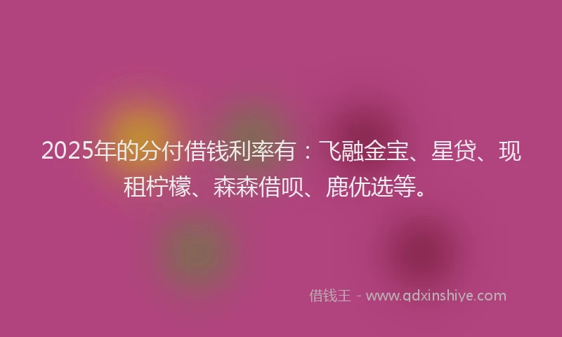 2025年的分付借钱利率有：飞融金宝、星贷、现租柠檬、森森借呗、鹿优选等。