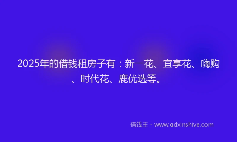 2025年的借钱租房子有：新一花、宜享花、嗨购、时代花、鹿优选等。