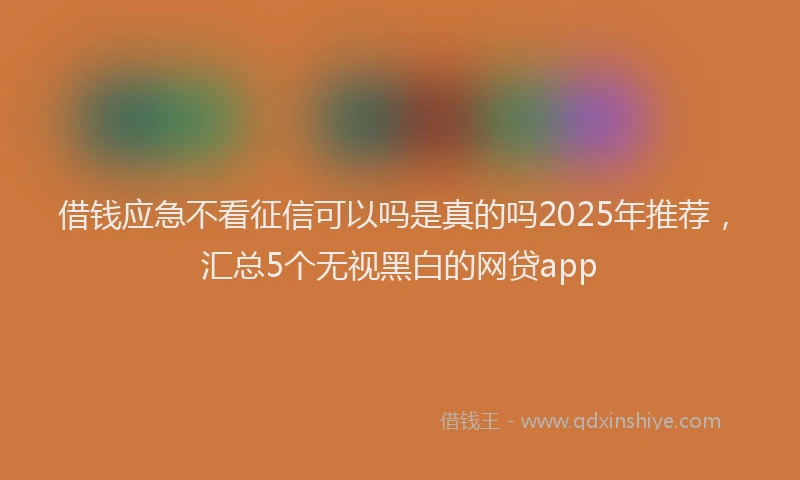 借钱应急不看征信可以吗是真的吗2025年推荐，汇总5个无视黑白的网贷app