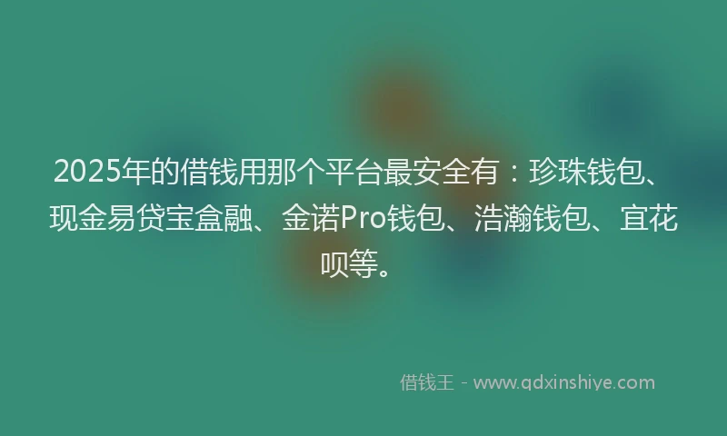 2025年的借钱用那个平台最安全有：珍珠钱包、现金易贷宝盒融、金诺Pro钱包、浩瀚钱包、宜花呗等。