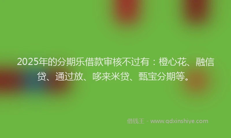 2025年的分期乐借款审核不过有：橙心花、融信贷、通过放、哆来米贷、甄宝分期等。