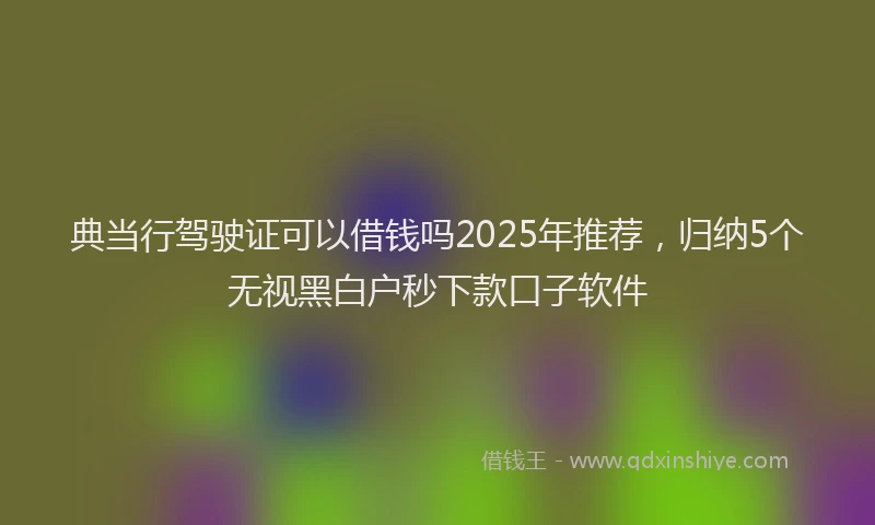 典当行驾驶证可以借钱吗2025年推荐，归纳5个无视黑白户秒下款口子软件