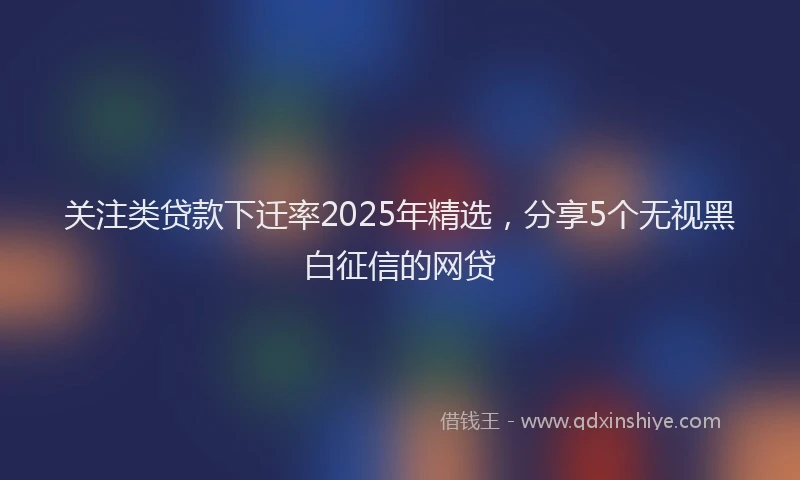 关注类贷款下迁率2025年精选，分享5个无视黑白征信的网贷