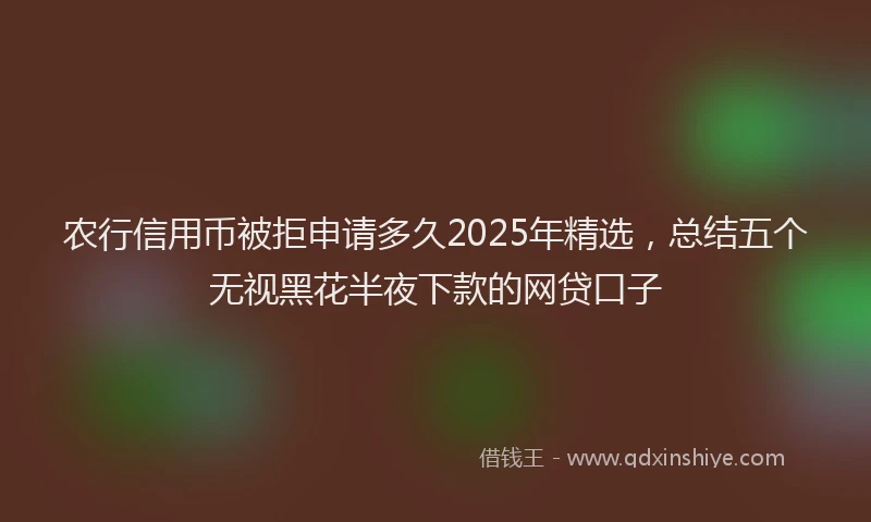 农行信用币被拒申请多久2025年精选，总结五个无视黑花半夜下款的网贷口子