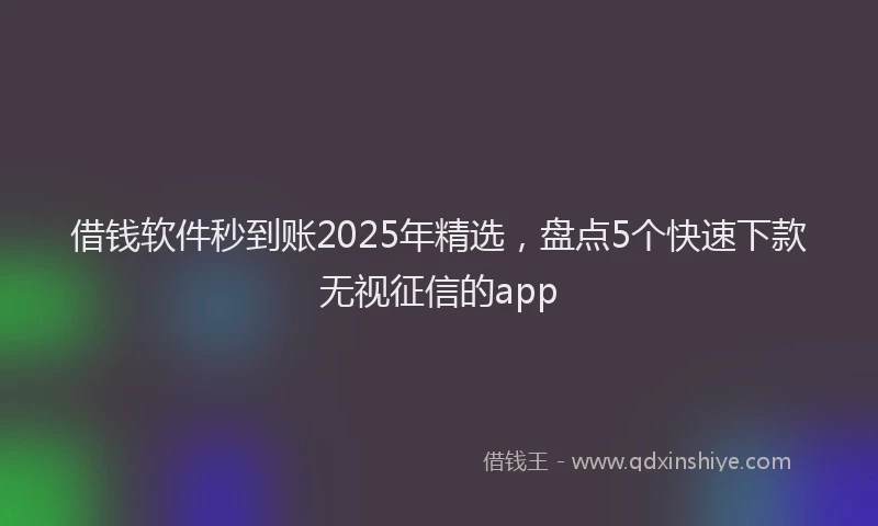 借钱软件秒到账2025年精选，盘点5个快速下款无视征信的app