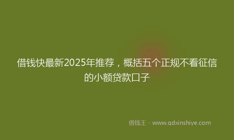 借钱快最新2025年推荐，概括五个正规不看征信的小额贷款口子