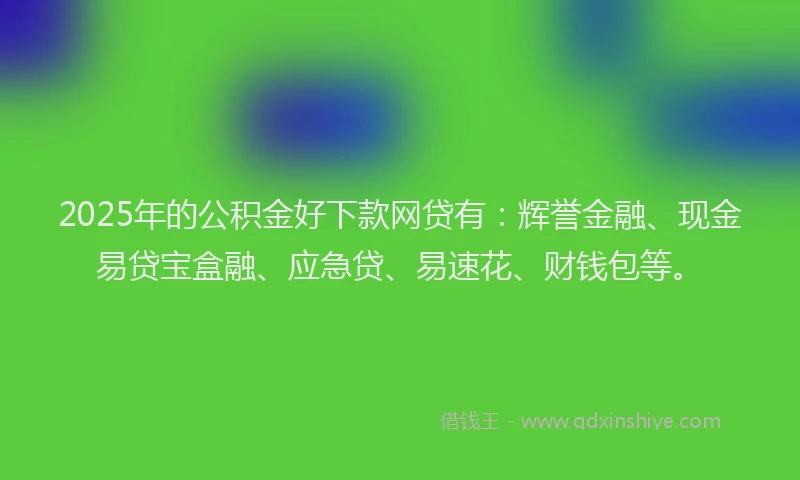 2025年的公积金好下款网贷有：辉誉金融、现金易贷宝盒融、应急贷、易速花、财钱包等。