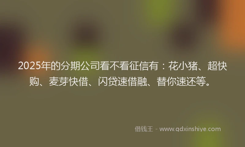 2025年的分期公司看不看征信有：花小猪、超快购、麦芽快借、闪贷速借融、替你速还等。
