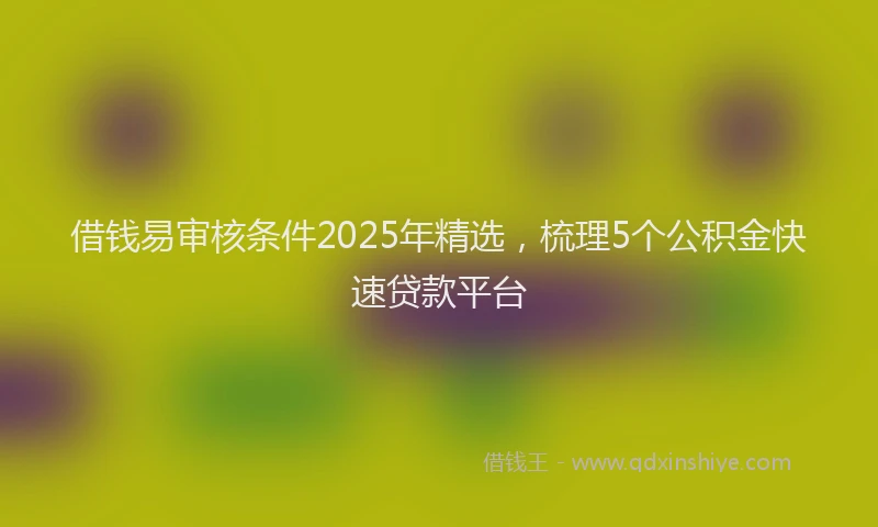 借钱易审核条件2025年精选，梳理5个公积金快速贷款平台