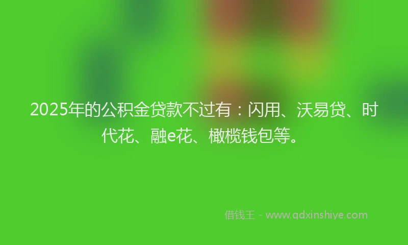 2025年的公积金贷款不过有：闪用、沃易贷、时代花、融e花、橄榄钱包等。