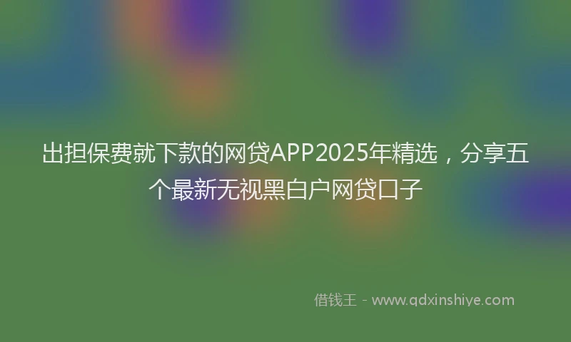 出担保费就下款的网贷APP2025年精选，分享五个最新无视黑白户网贷口子
