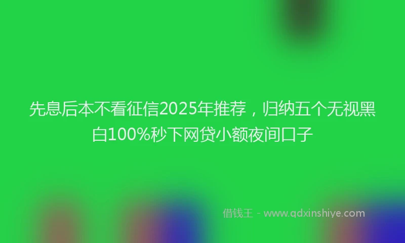 先息后本不看征信2025年推荐，归纳五个无视黑白100%秒下网贷小额夜间口子
