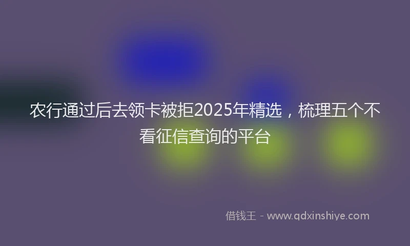 农行通过后去领卡被拒2025年精选，梳理五个不看征信查询的平台