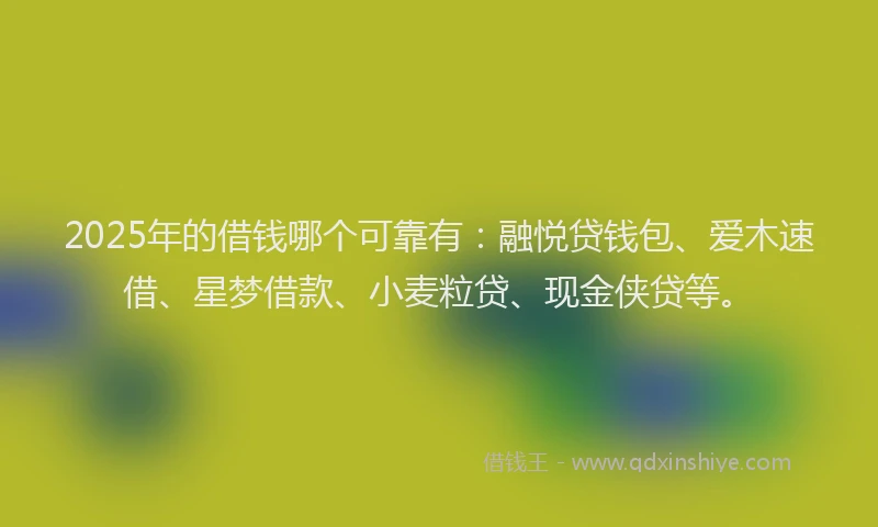 2025年的借钱哪个可靠有：融悦贷钱包、爱木速借、星梦借款、小麦粒贷、现金侠贷等。