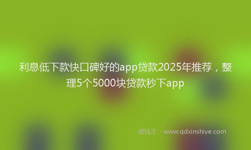 利息低下款快口碑好的app贷款2025年推荐，整理5个5000块贷款秒下app