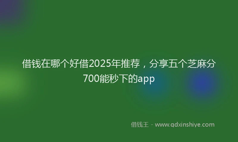 借钱在哪个好借2025年推荐，分享五个芝麻分700能秒下的app