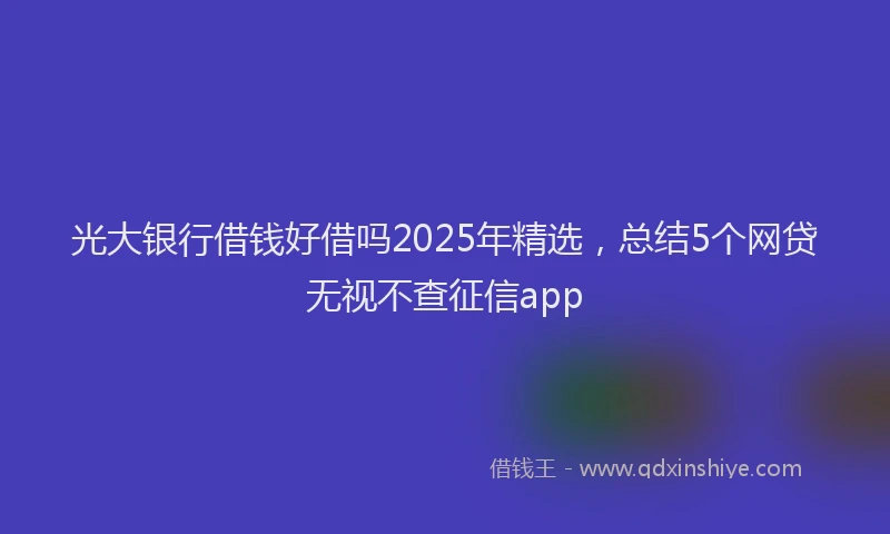 光大银行借钱好借吗2025年精选，总结5个网贷无视不查征信app
