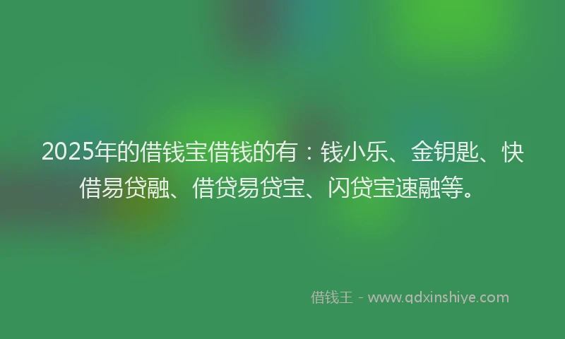 2025年的借钱宝借钱的有：钱小乐、金钥匙、快借易贷融、借贷易贷宝、闪贷宝速融等。