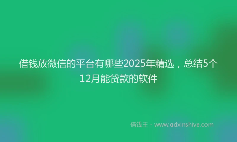 借钱放微信的平台有哪些2025年精选，总结5个12月能贷款的软件