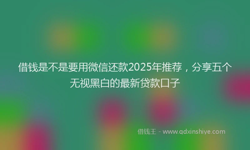 借钱是不是要用微信还款2025年推荐，分享五个无视黑白的最新贷款口子